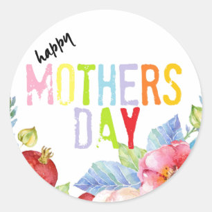 Happy Mothers Day farbenfrohe Typografie Runder Aufkleber