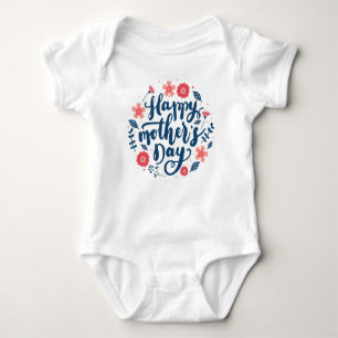 Happy Mother's Day Floral Design-63754 Button Baby Strampler
