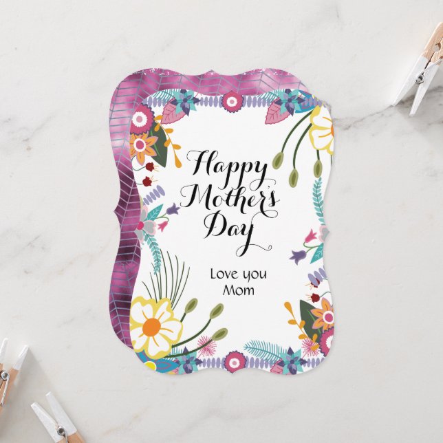 Happy Mothers Day floral Karte (Vorderseite/Rückseite Beispiel)