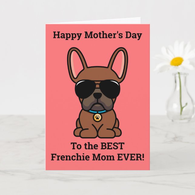Happy Mother's Day from Dog Red Fawn Frenchie Karte (Kleine Pflanze)