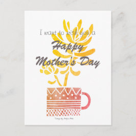 Happy Mother's Day Gelbe Blume Postkarte