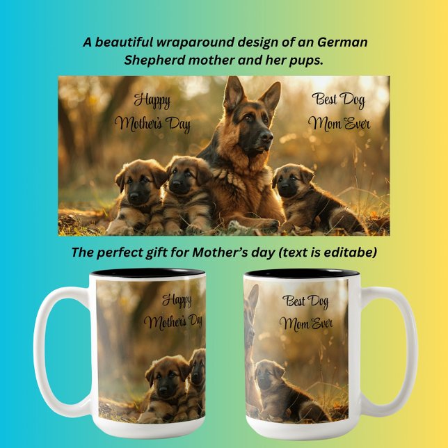 Happy Mother's Day German Shepherd Dog Zweifarbige Tasse (Von Creator hochgeladen)