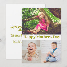 Happy Mother's Day Gold Script Foto Collage Card Einladung