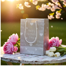 Happy Mother's Day Graue Skript Mittlere Geschenktüte