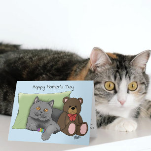 Happy Mother's Day Gray Cat Karte