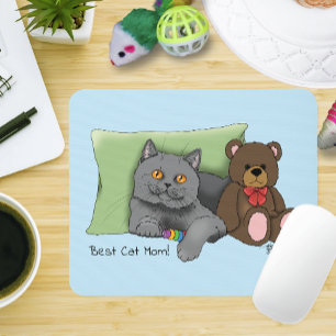 Happy Mother's Day Gray Cat Mousepad