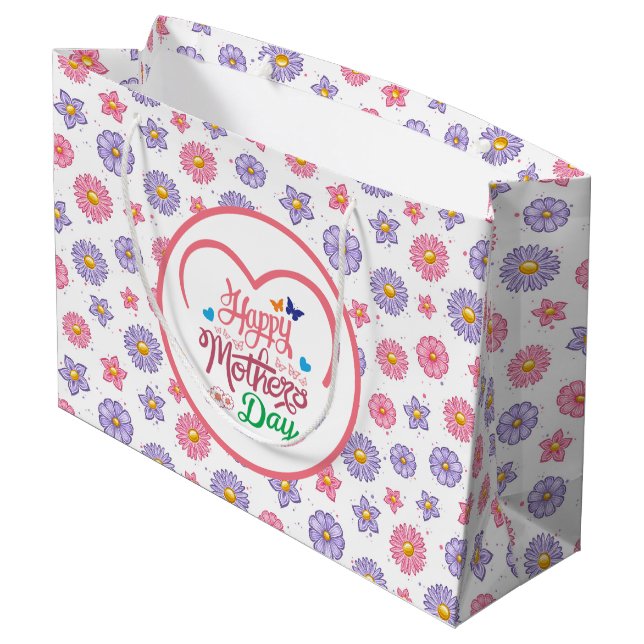 Happy Mothers Day  Große Geschenktüte (Rückseite Schrägansicht)