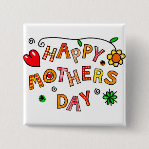Happy Mother's Day Hand Drawn Cartoon Typografie Button