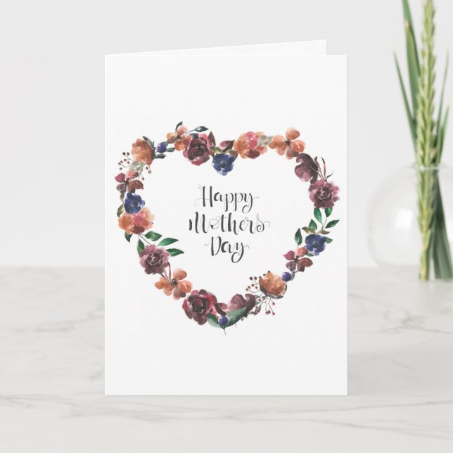 Happy Mother's Day Heart Floral Blume Script Karte (Vorderseite)