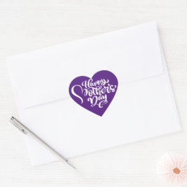 Happy Mother's Day Heart Form Lila Herz-Aufkleber