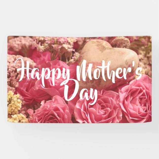 Happy Mother's Day Heart Rose Banner (Horizontal)