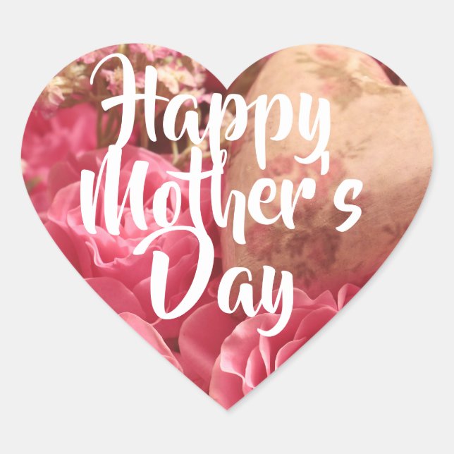 Happy Mother's Day Heart Rose Herz-Aufkleber (Vorderseite)