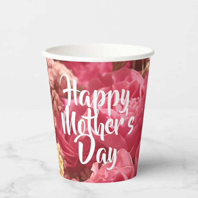 Happy Mother's Day Heart Rose Pappbecher (Vorderseite)