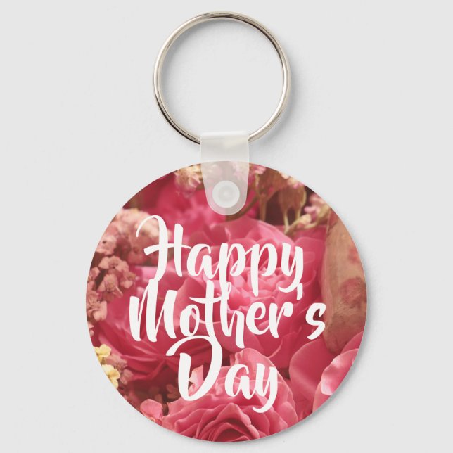 Happy Mother's Day Heart Rose Schlüsselanhänger (Vorderseite)