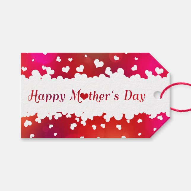 Happy Mother's Day Hearts Geschenkanhänger (Vorderseite (Horizontal))