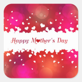 Happy Mother's Day Hearts Quadratischer Aufkleber