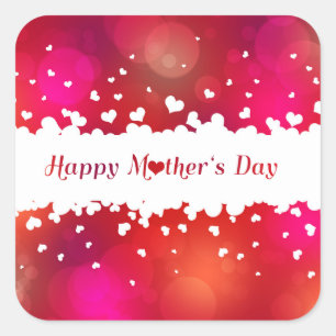 Happy Mother's Day Hearts Quadratischer Aufkleber