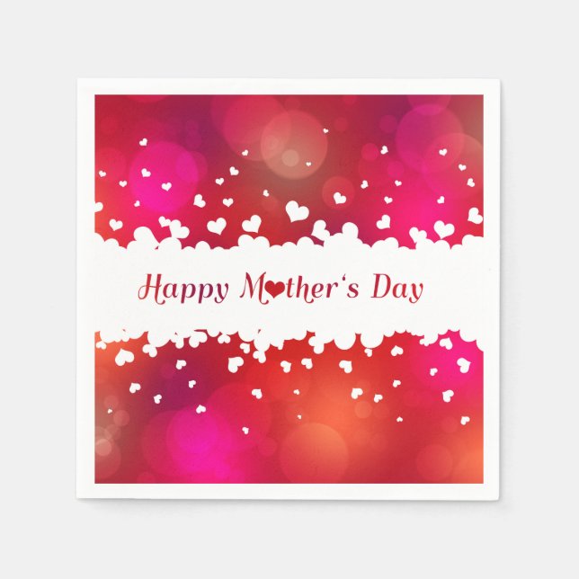 Happy Mother's Day Hearts Serviette (Vorderseite)