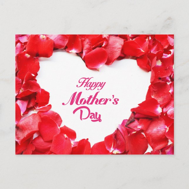 Happy Mother's Day - Herz geformt Rose Petals Postkarte (Vorderseite)