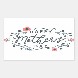 happy-mothers-day-lettering rechteckiger aufkleber
