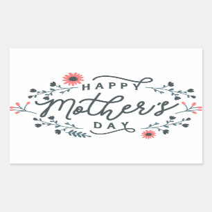 happy-mothers-day-lettering rechteckiger aufkleber