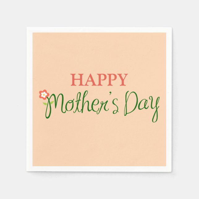 Happy Mother's Day Light Apricot Serviette (Vorderseite)