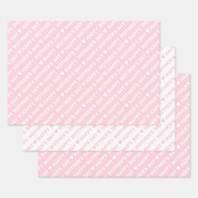 Happy Mother's Day Light Pink and White Geschenkpapier Set (Set)