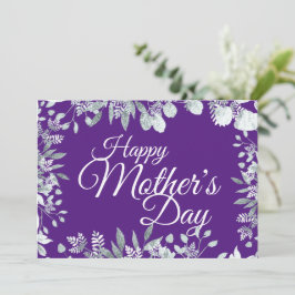 Happy Mother's Day Lila florale weiße Typografie Einladung