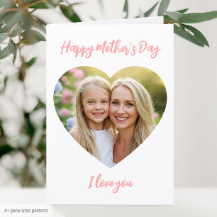 Happy Mother's Day Mama Foto Niedlich Heart Coral Karte