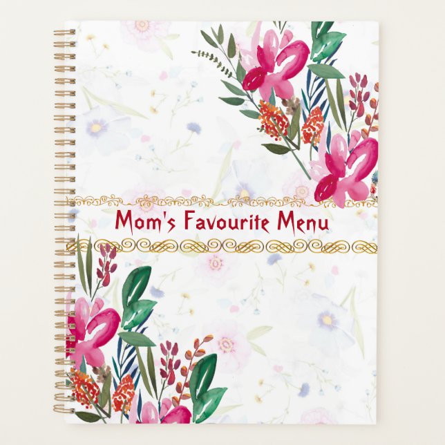 Happy Mothers Day Mamas Favorite Menü Rosa Blume Planer (Vorderseite)