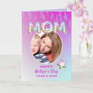 Happy Mother's Day Modern Rainbow Glitzer Foto Karte