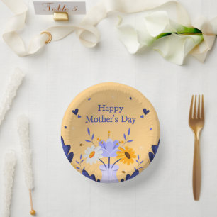 Happy Mother's Day Moderne Blume florale botanisch Pappteller