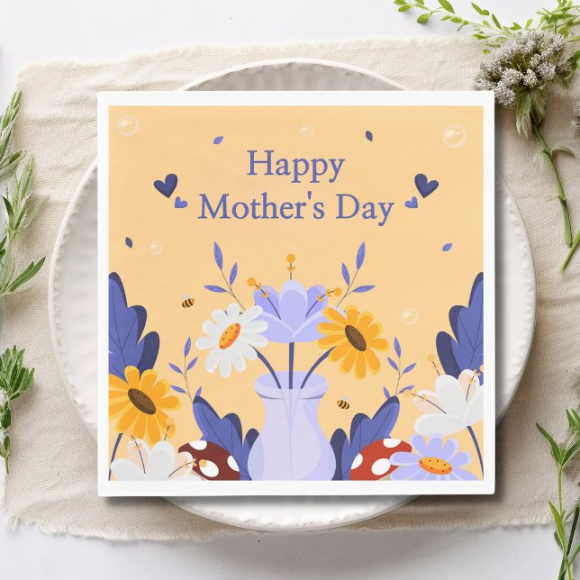 Happy Mother's Day Moderne Blume florale botanisch Serviette (Von Creator hochgeladen)