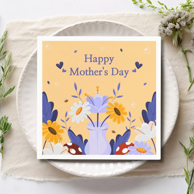 Happy Mother's Day Moderne Blume florale botanisch Serviette (Von Creator hochgeladen)