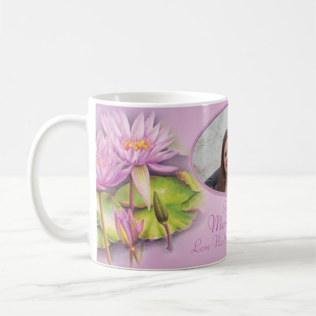 Happy Mothers Day nénuphar "propre photo" mug (Gauche)
