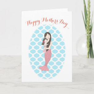 Happy Mother's Day Niedlich Mermaid Mama und Baby  Karte