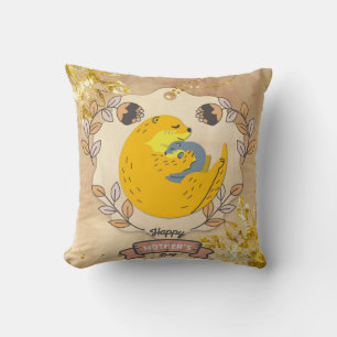 Happy Mother's Day Niedlich Otter und Baby Floral Kissen