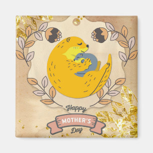 Happy Mother's Day Niedlich Otter und Baby Floral Magnet