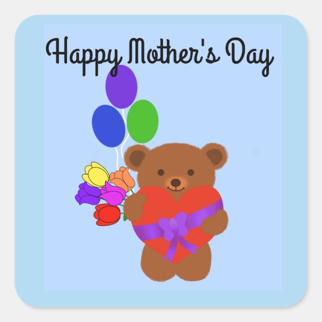 Happy Mother's Day Niedlich Teddy Bären #4 Sticker (Vorderseite)