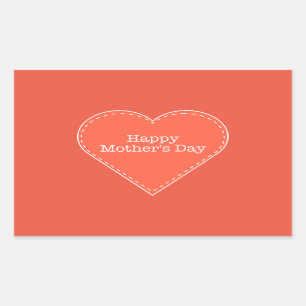 Happy Mother's Day Orange Heart Rechteckiger Aufkleber