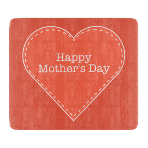 Happy Mother's Day Orange Heart Schneidebrett