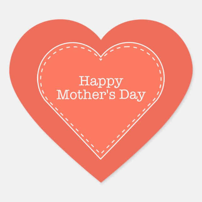 Happy Mother's Day Orange Heart Sticker (Vorderseite)