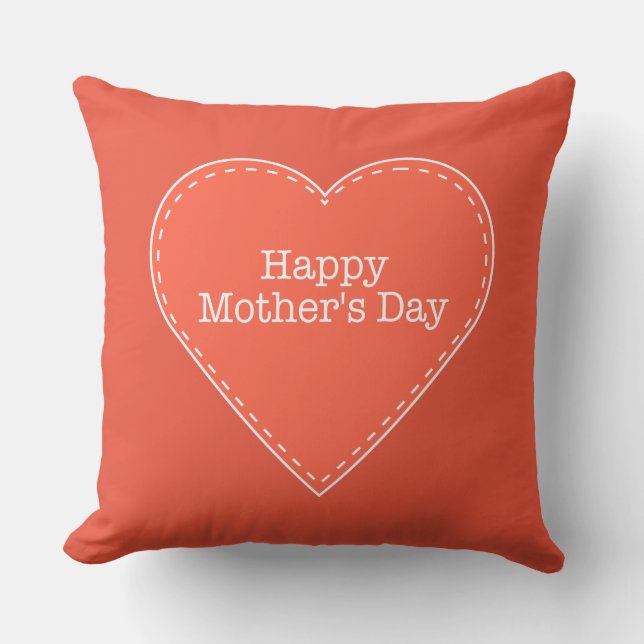 Happy Mother's Day Orange Heart Throw Kissen (Vorderseite)