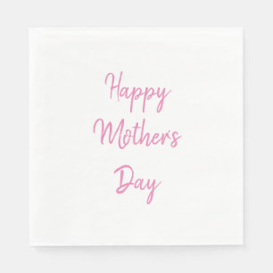 Happy Mother's Day Party Pink White Simple 2024 Serviette