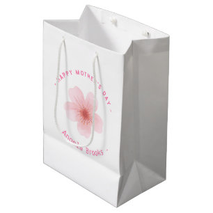 Happy Mother's day pink Blume weiß Mittlere Geschenktüte