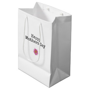 Happy Mothers Day Pink Daisy Moderne Mama Mittlere Geschenktüte