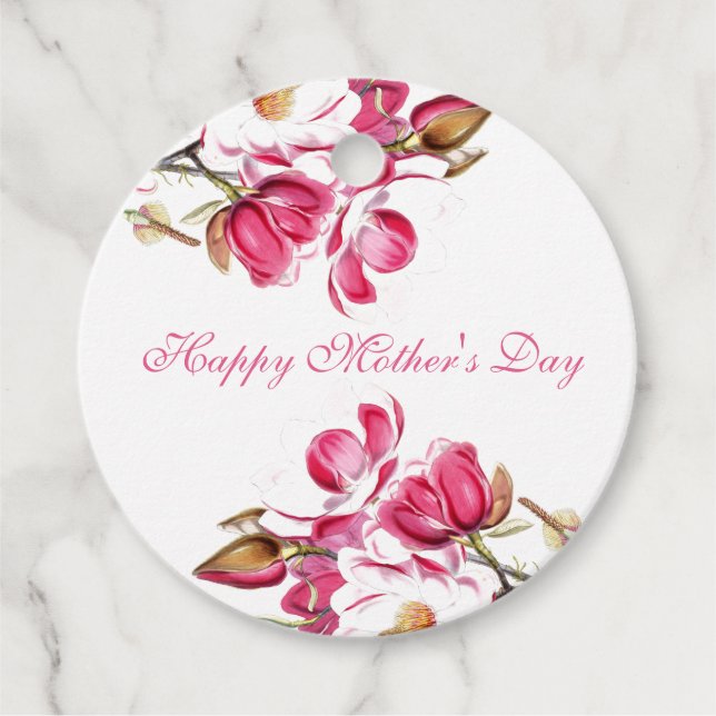 Happy Mother's Day Pink Floral Drehbuch Geschenkanhänger (Vorderseite)