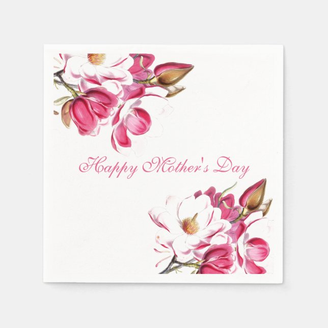 Happy Mother's Day Pink Floral Drehbuch Serviette (Vorderseite)