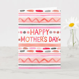 Happy Mother's Day Pink Watercolor Streifen Karte
