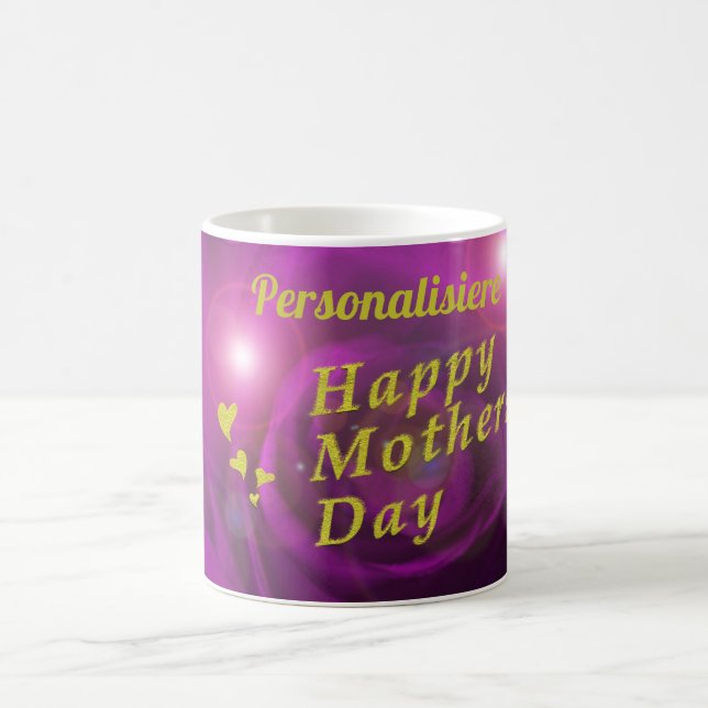 happy mothers day purple,and gold text personalize kaffeetasse (Mittel)